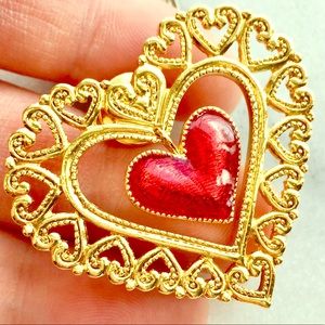 🖤❤️Gold Heart Charm Brooch Pin❤️🖤